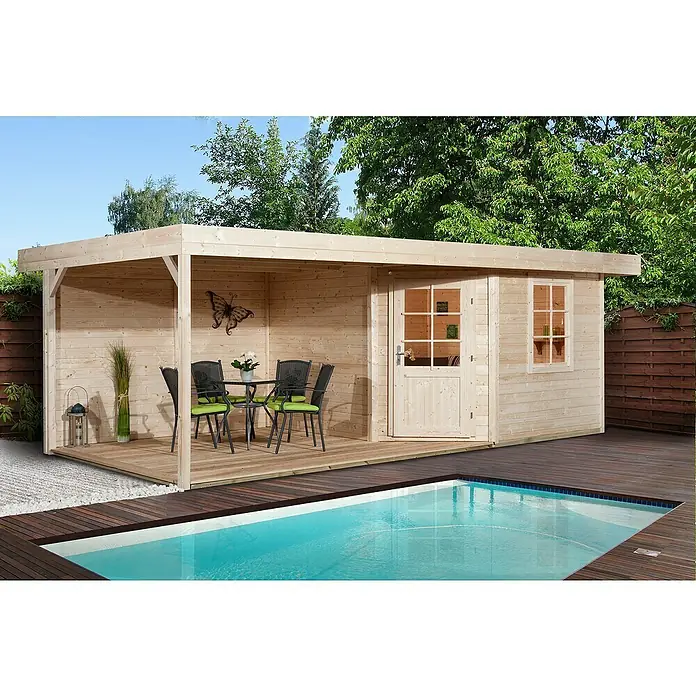 Weka Gartenhaus Designhaus 213 B+ - B x T: 585 x 279 cm, Holz, 12,685 m², Wandstärke: 28 mm, Natur - Stimmungsaufnahme