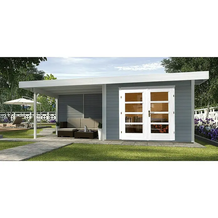 Weka Gartenhaus Designhaus 126 B+ - B x T: 645 x 316 cm, Holz, 14,219 m², Wandstärke: 28 mm, Grau/Weiß - Stimmungsaufnahme