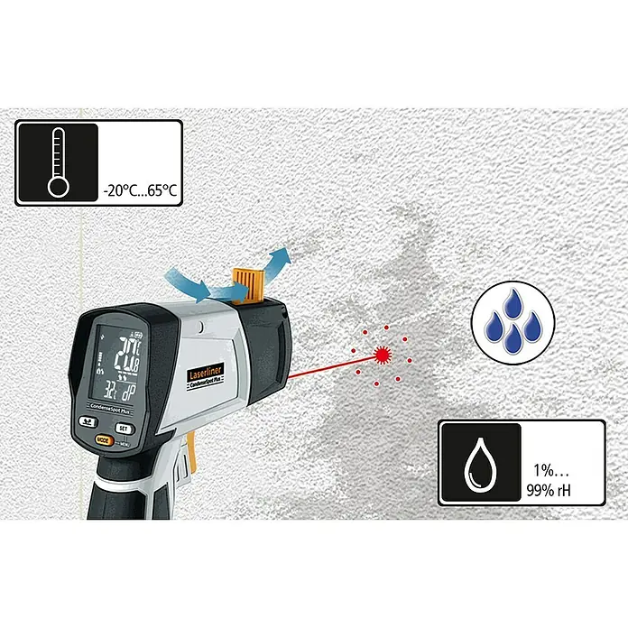 Laserliner Infrarot-Thermometer CondenseSpot Plus - Messbereich Temperatur: -60 °C bis +365 °C (Oberflächen) - Anwendungsbeispiel