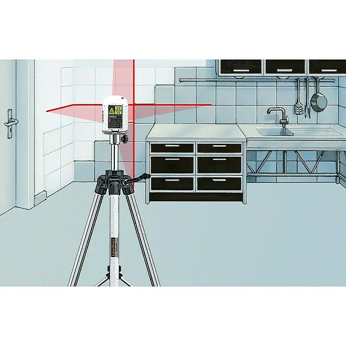 Laserliner Stativ VarioStand - Höhenverstellung: 57 - 122 cm, Stativ-Gewinde: ¼″ - Anwendungsbeispiel