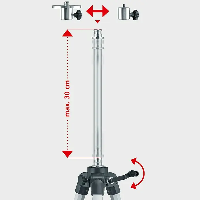 Laserliner Stativ VarioStand - Höhenverstellung: 57 - 122 cm, Stativ-Gewinde: ¼″ - Anwendungsbeispiel