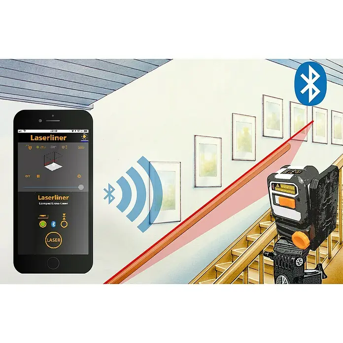 Laserliner Nivel láser en cruz CompactCross Plus - Zona de trabajo máx.: 15 m - Producto en uso
