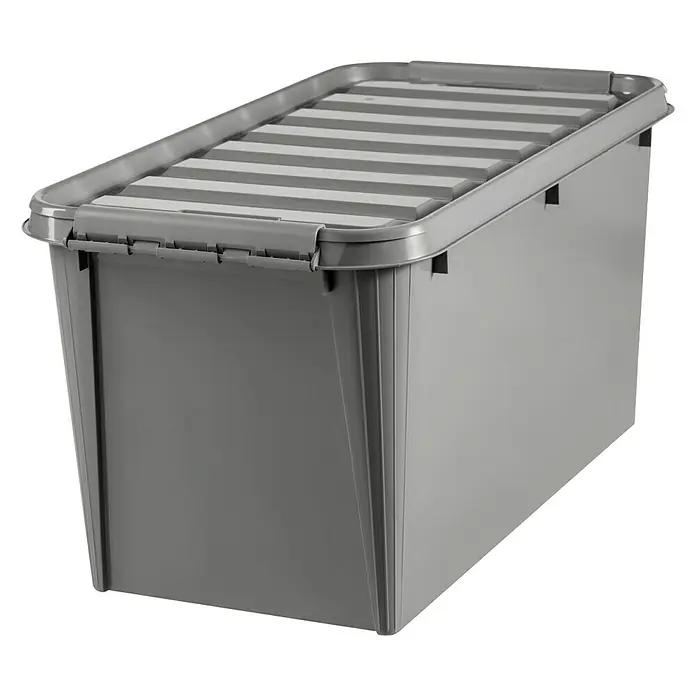 SmartStore Aufbewahrungsbox SmartStore Recycled 70 - L x B x H: 720 x 400 x 380 mm, Kunststoff, Grau - Diagonale Ansicht