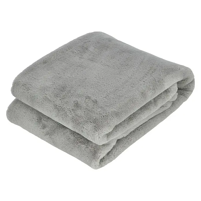 Decke Happy - Silber, 200 x 150 cm, 100 % Polyester - Diagonale Ansicht
