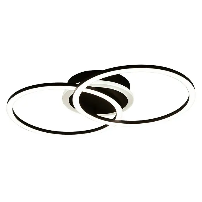 Trio Lighting Plafón LED Venida - 25 W, L x An x Al: 50 x 30 x 7 cm, Negro, Blanco cálido - Vista ascendente