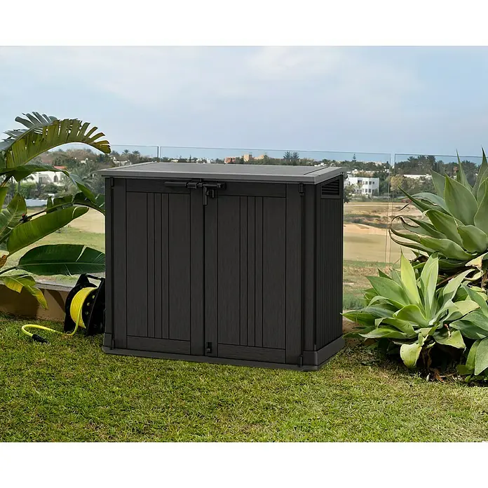 Keter Mülltonnenbox Store it out Prime - L x B x H: 132 x 71,5 x 113,5 cm, Grau/Schwarz, Kunststoff - Stimmungsaufnahme