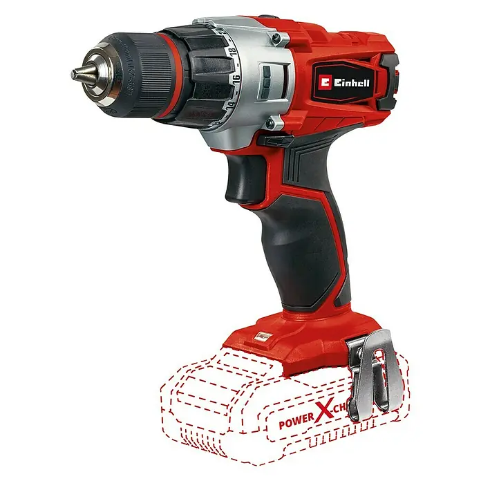 Einhell Power X-Change Akku-Bohrschrauber TE-CD 18/2 - 18 V, Ohne Akku, Leerlaufdrehzahl: 0 U/min - 1.250 U/min - Diagonale Ansicht