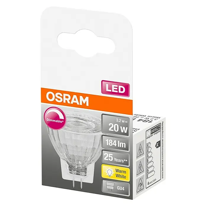 Osram Bombilla reflectora LED Superstar MR11 - 3,1 W, Ángulo focal: 30 °, Blanco cálido - Vista angular