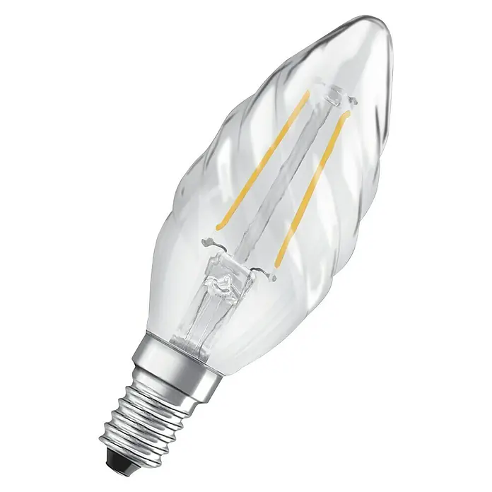 Osram LED žarulja - 2 W, E14, Topla bijela, Prozirno, Okrenuto - Dijagonalni pogled