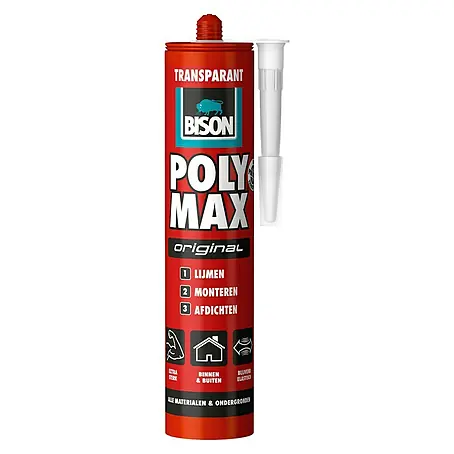 Bison Poly Max Universele montagelijm Transparant Koker 300 g