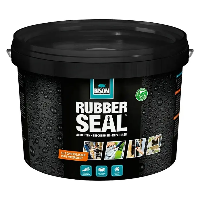 Bison Rubber Seal Dikke bitumencoating Emmer 2,5 l - Waterdicht, Gebruiksklaar - Vooraanzicht