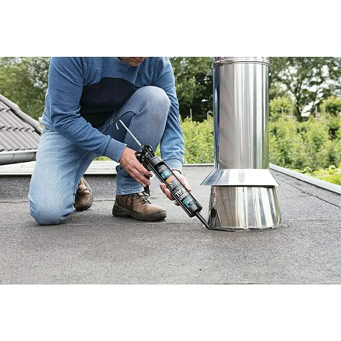 Bison Rubber Seal Dikke bitumencoating Koker 310 g - Waterdicht, Gebruiksklaar - Toepassingsvoorbeeld
