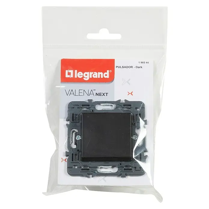 Legrand Valena Next Pulsador - Negro, Montaje en la pared, Plástico - Vista frontal