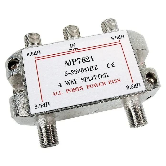 Distribuidor conector TV-SAT 4 salidas - Conector F, Apto para: SAT - Vista angular
