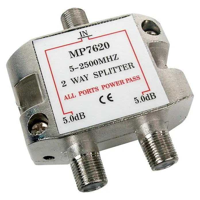 Distribuidor conector TV-SAT 2 salidas - Conector F, Apto para: SAT - Vista angular