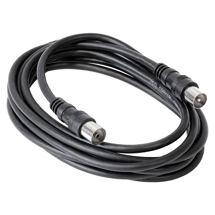 Cable de conexión de antena prolongación - 3 m, Negro, Clavija coaxial - Vista angular