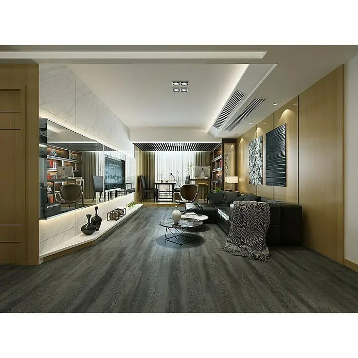 Suelo de vinilo SPC Laguna Oyster Grey - 1.220 x 183 x 4,2 mm, Efecto madera - Foto ambiente
