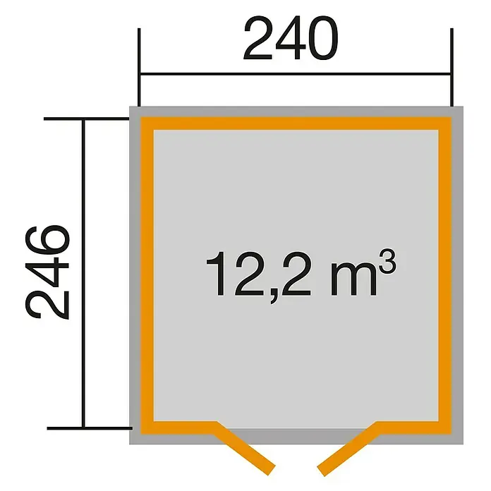 Weka Gerätehaus Schwedenhaus - B x T: 277 x 286 cm, Holz, 5,904 m², Wandstärke: 32 mm - Skizze