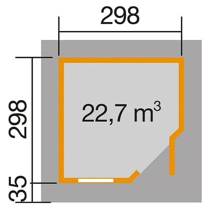 Weka Gartenhaus Designhaus 213+ - B x T: 338 x 338 cm, Holz, 8,88 m², Wandstärke: 28 mm, Natur - Skizze