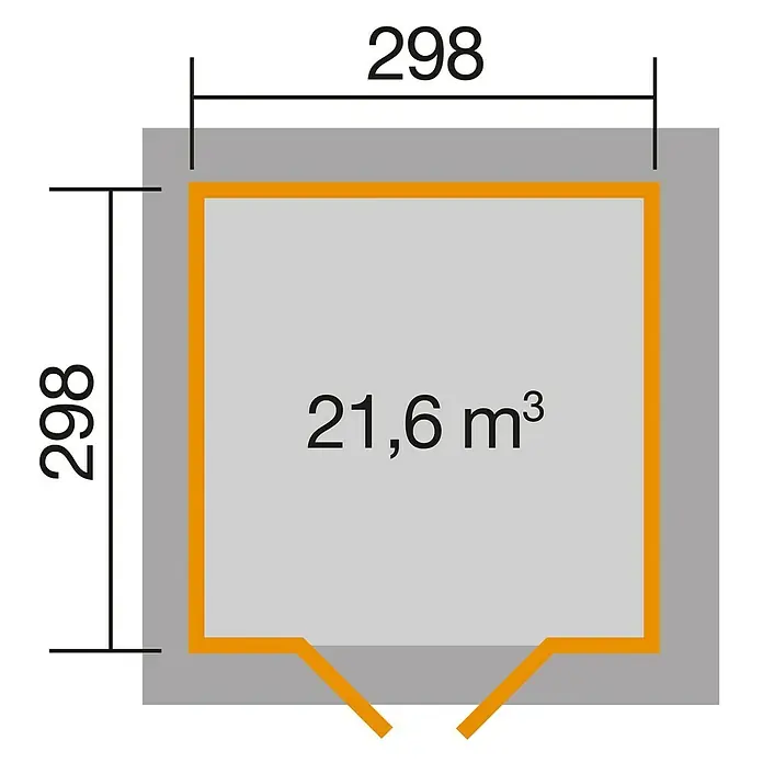 Weka Gartenhaus 177 - B x T: 380 x 380 cm, Holz, 8,88 m², Wandstärke: 28 mm - Skizze