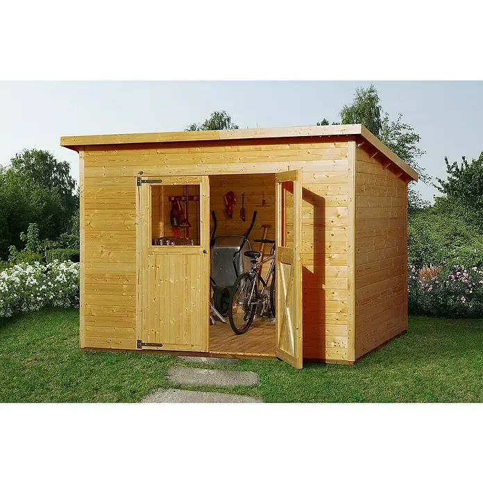 Weka Gerätehaus 325 - B x T: 301 x 293 cm, Holz, 7,493 m², Wandstärke: 19 mm - Stimmungsaufnahme