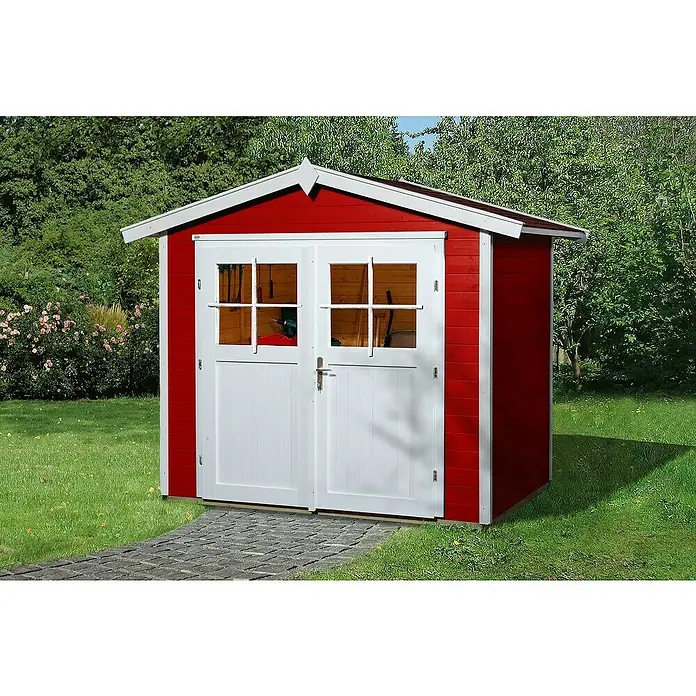 Weka Gartenhaus 224 - Holz, Wandstärke: 21 mm, Schwedenrot/Weiß - Stimmungsaufnahme