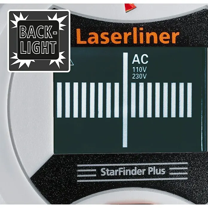Laserliner Ortungsgerät StarFinder Plus - Geeignet für: Aufspüren von spannungsführenden Leitungen, Holz und Metall, Erfassungstiefe: Max. 40 mm spannungsführende Leitungen - Detailaufnahme