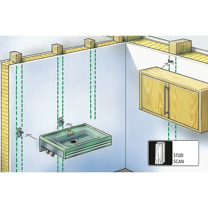 Laserliner Ortungsgerät MultiFinder Plus - Geeignet für: Aufspüren von spannungsführenden Leitungen, Holz und Metall, Erfassungstiefe: Max. 40 mm Holz/Metall - Anwendungsbeispiel