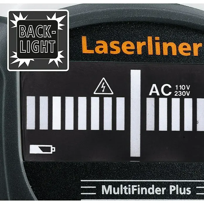 Laserliner Ortungsgerät MultiFinder Plus - Geeignet für: Aufspüren von spannungsführenden Leitungen, Holz und Metall, Erfassungstiefe: Max. 40 mm Holz/Metall - Detailaufnahme