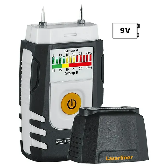 Laserliner Holzfeuchte-Messgerät WoodTester - Messbereich: 9 - 23 % (Buche, Linde, Weide, Ebenholz) - Diagonale Ansicht