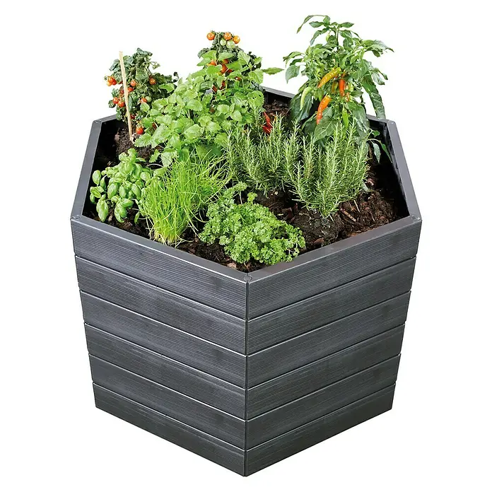 Garantia Hochbeet Ergo XL Wood - Ø x H: 145 x 25 cm, Kunststoff - Diagonale Ansicht