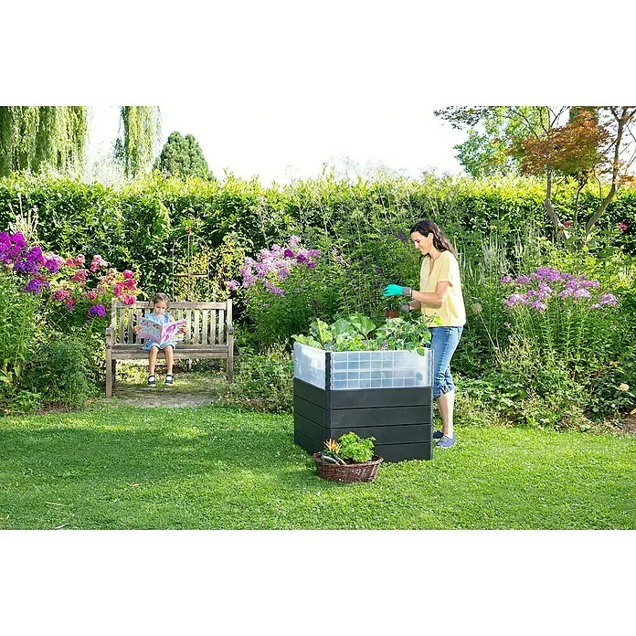 Garantia Hochbeet Ergo Quadro L Turbo 75 - 80 x 80 x 75 cm, Kunststoff - Anwendungsbeispiel