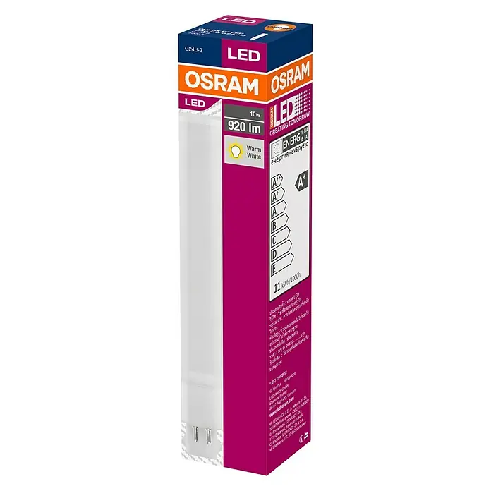 Osram Dulux D Led-buis - 10 W, Warm wit, 170,5 mm - Diagonaal zicht