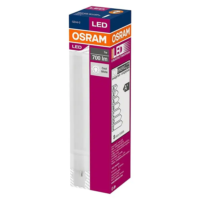 Osram Dulux D Led-buis - 7 W, Koud wit, 147,5 mm - Diagonaal zicht