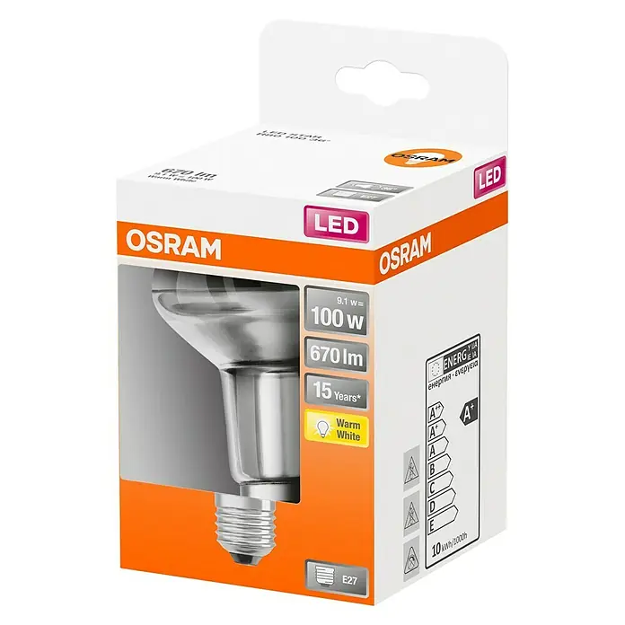 Osram Star LED žarulja - E27, 9,1 W, R80, 670 lm - Dijagonalni pogled