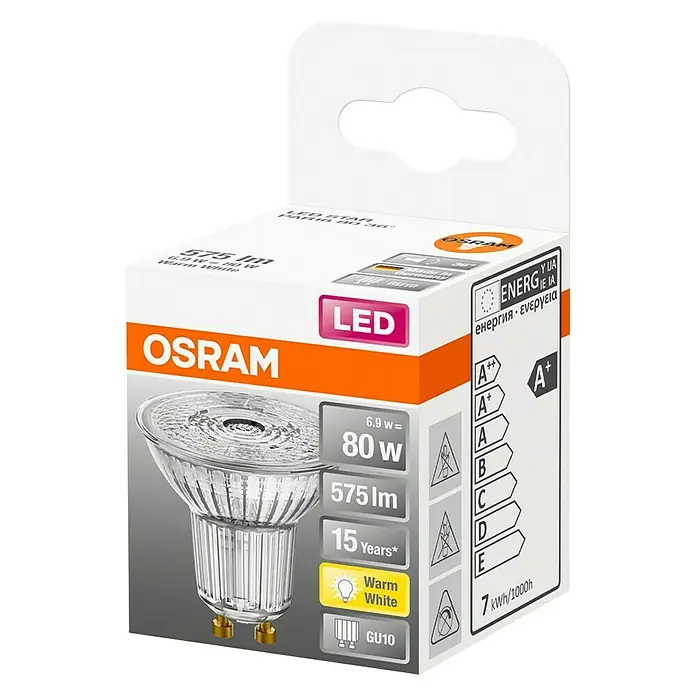 Osram Star LED žarulja - 6,9 W, GU10, 36 °, Boja svjetla: Topla bijela - Dijagonalni pogled