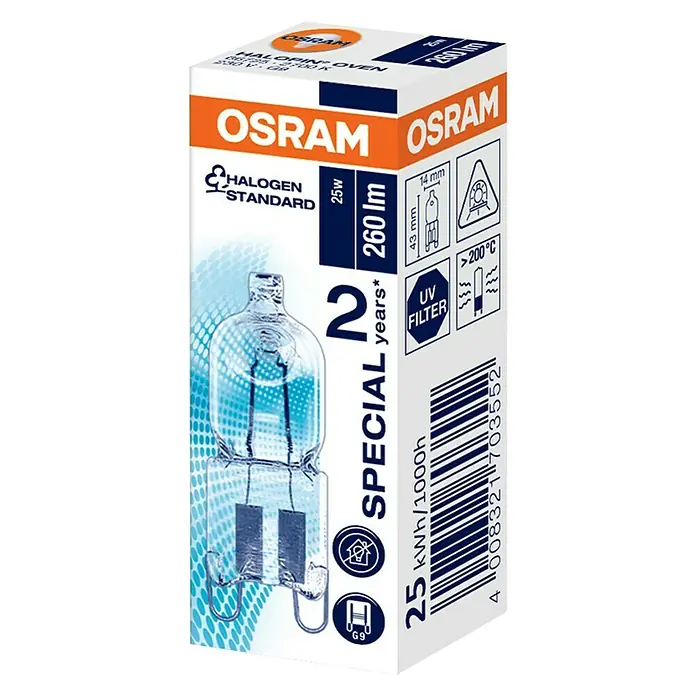 Osram Halogenlampe Halopin Oven - 25 W, G9, Warmweiß, 1 Stk. - Diagonale Ansicht