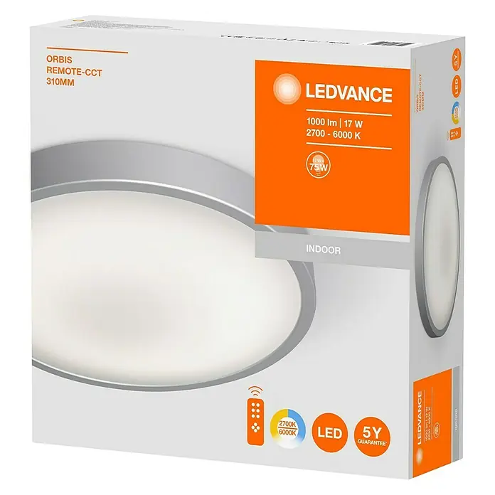 Ledvance LED-Deckenleuchte rund Silara - 16 W, Ø x H: 300 x 85 mm, Neutralweiß - Diagonale Ansicht