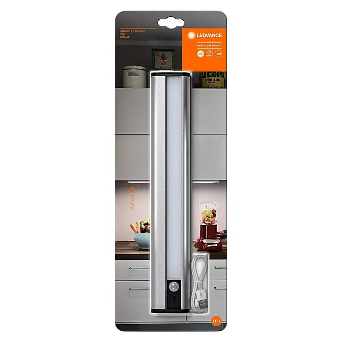 Ledvance Lámpara LED bajo mueble - 1,4 W, Blanco frío, Largo: 300 mm, Modo de funcionamiento: Funciona con pilas - Vista frontal