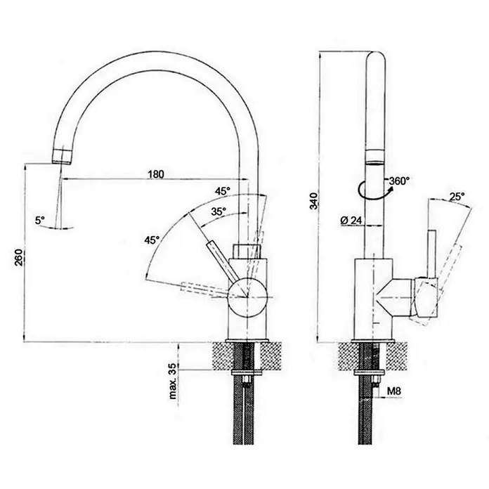 Pyramis Spültischarmatur Gusto Basic - Chrom, Glänzend, Hoher Auslauf
