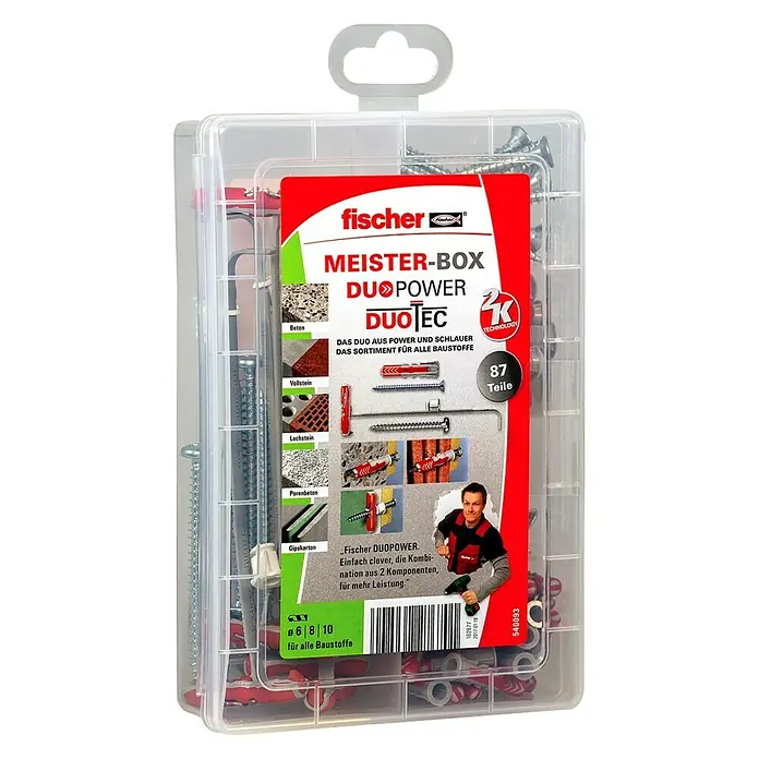 Fischer Duopower Schrauben- & Dübel-Set Meister-Box Duotec - Inhalt: 87 -tlg. - Diagonale Ansicht