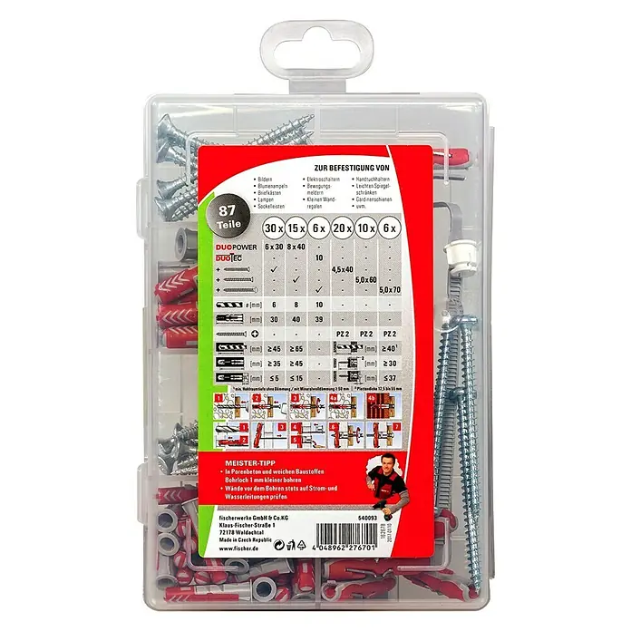Fischer Duopower Schrauben- & Dübel-Set Meister-Box Duotec - Inhalt: 87 -tlg. - Vorderansicht