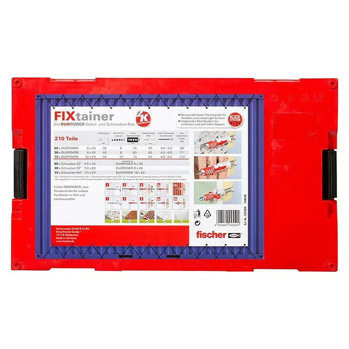 Fischer Duopower Universaldübel-Set Fixtainer mit Schrauben - 210 -tlg. - Ansicht von unten