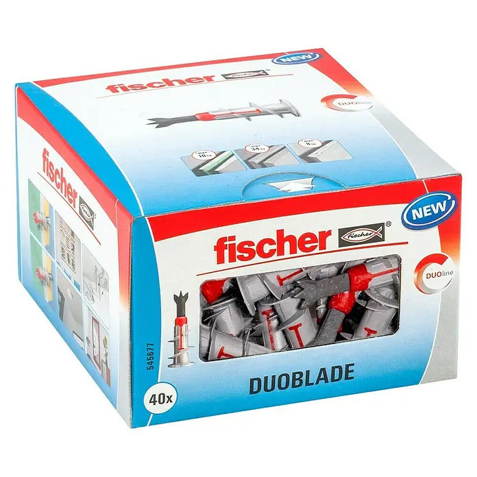Fischer Duoblade Taco para cartón yeso - Longitud taco: 44 mm, 40 uds. - Vista angular