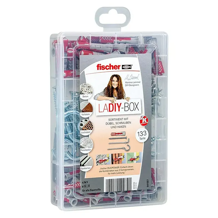 Fischer Schrauben- & Dübel-Set LaDIY-Box - 133 -tlg. - Vorderansicht