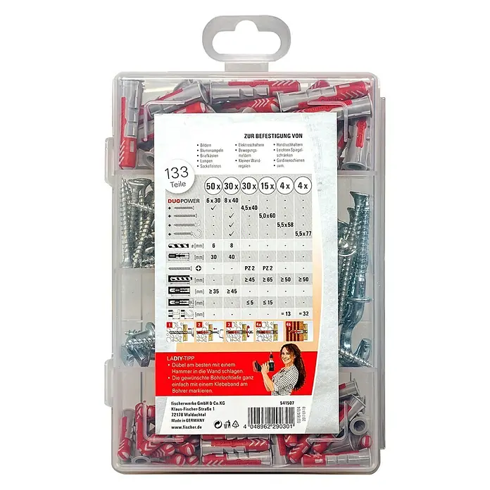 Fischer Schrauben- & Dübel-Set LaDIY-Box - 133 -tlg. - Vorderansicht