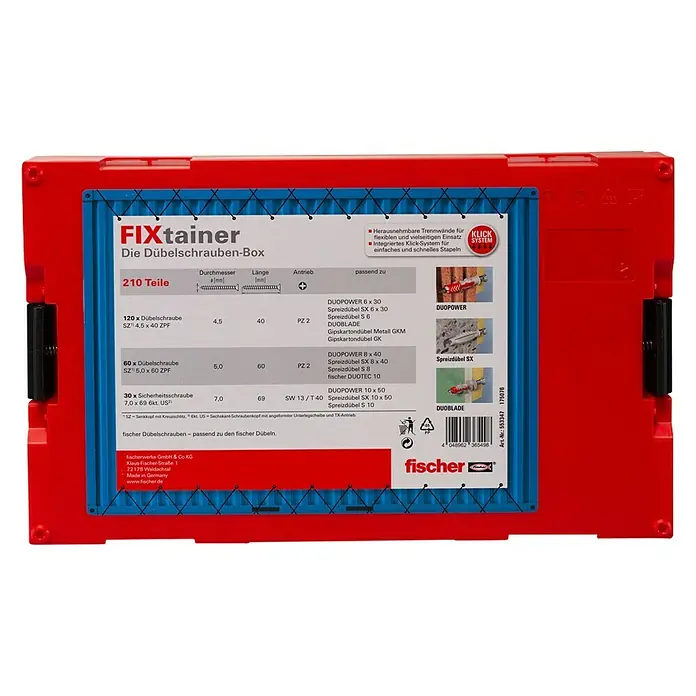 Fischer Schrauben-Set MeisterBox - 210 -tlg. - Ansicht von unten