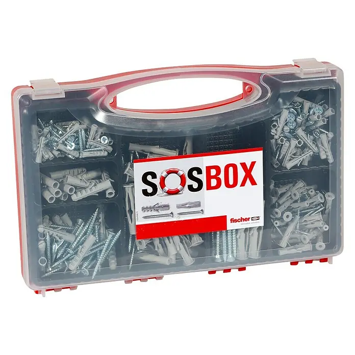 Fischer Schrauben- & Dübel-Set SOSBox S + FU + Schrauben - 180 -tlg. - Diagonale Ansicht