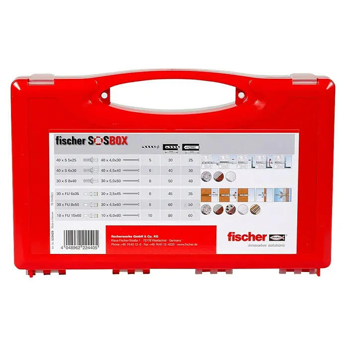 Fischer Schrauben- & Dübel-Set SOSBox S + FU + Schrauben - 180 -tlg. - Ansicht von unten