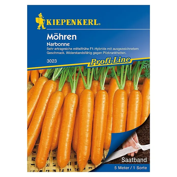 Kiepenkerl Profi-Line Gemüsesamen Möhre - Narbonne - Saatband, Daucus carota ssp. sativus, Erntezeit: Juli - Draufsicht